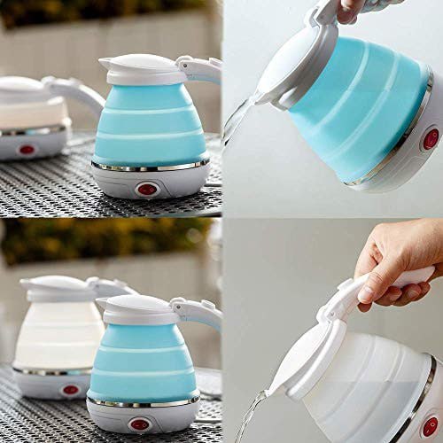 Silicon Folding Electric Kettle – 600ml Portable Travel Foldable Kettle (Dual Voltage 110–220V)
