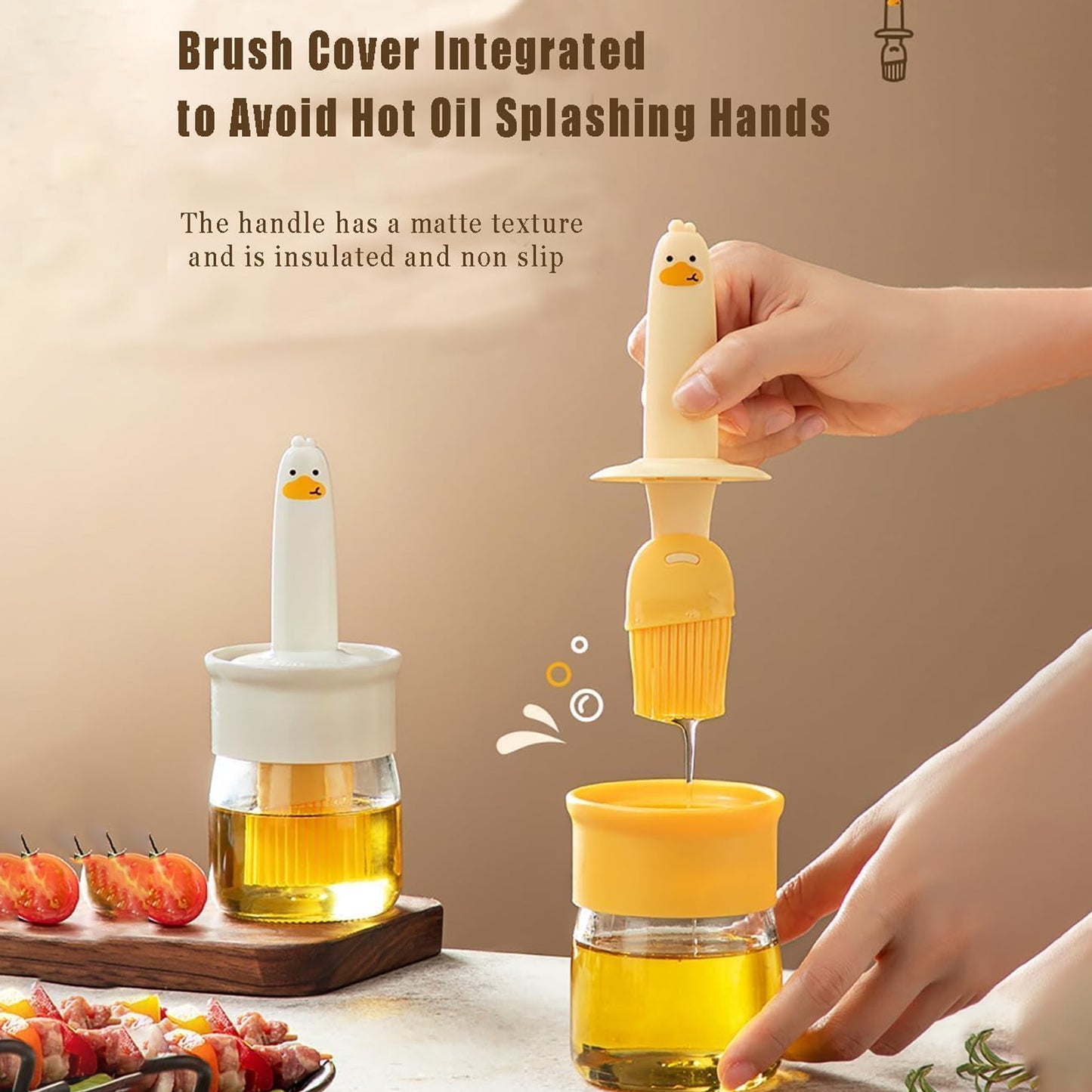 2 In 1 Oil Dispenser Bottle With Silicone Basting Brush