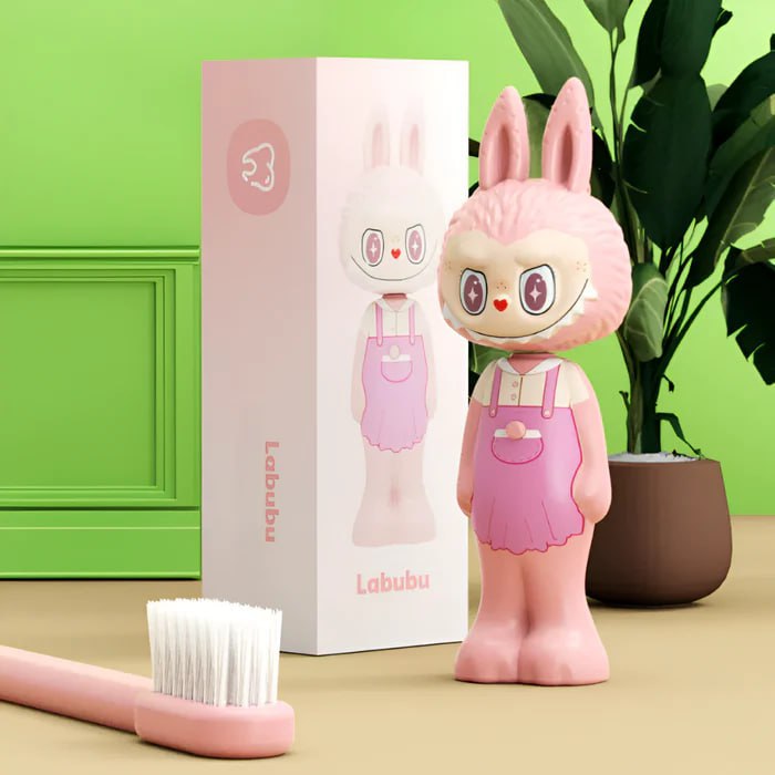 Bubu Toothbrush | Labubu Face Tooth Brush | Cute Kids Toothbrush | Cartoon Button Brush for Boys & Girls | Soft Bristles for Gentle Cleaning