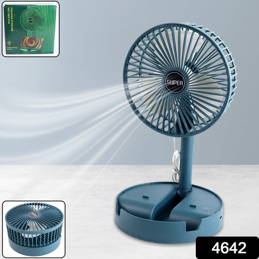 Telescopic Electric Desktop Fan Height Adjustable Foldable  Portable For Travel carry  Silent Table Top Personal Fan For Bedside Office Table (Battery Not Include)