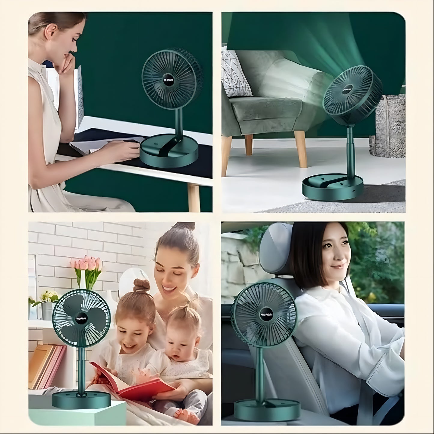 Telescopic Electric Desktop Fan Height Adjustable Foldable  Portable For Travel carry  Silent Table Top Personal Fan For Bedside Office Table (Battery Not Include)