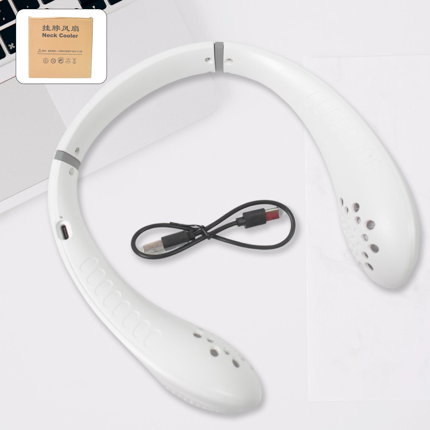 Neck Fan Portable And Wearable Personal Fan Usb Rechargeable Headphone Design Neckband Fan With 3 Speeds Suitable For Outdoor Family Sports Travel