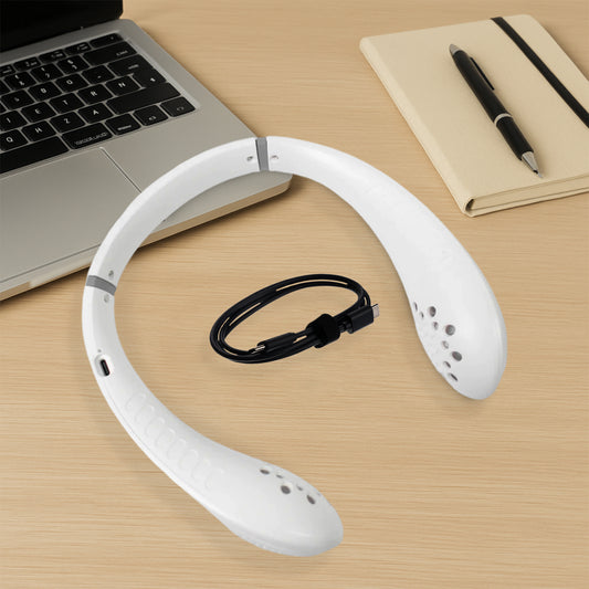 Neck Fan Portable And Wearable Personal Fan Usb Rechargeable Headphone Design Neckband Fan With 3 Speeds Suitable For Outdoor Family Sports Travel
