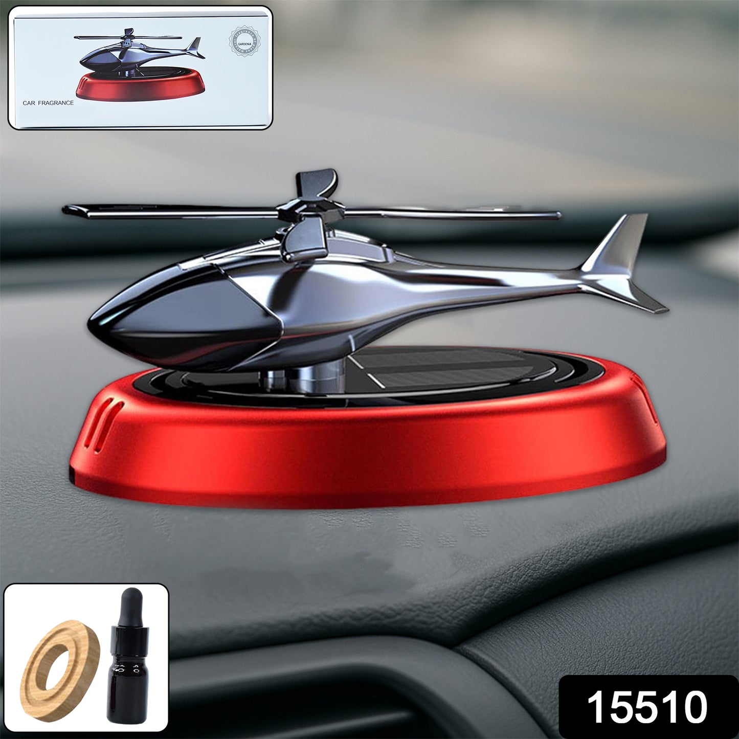 Solar-powered Rotating Helicopter Car Air Freshener