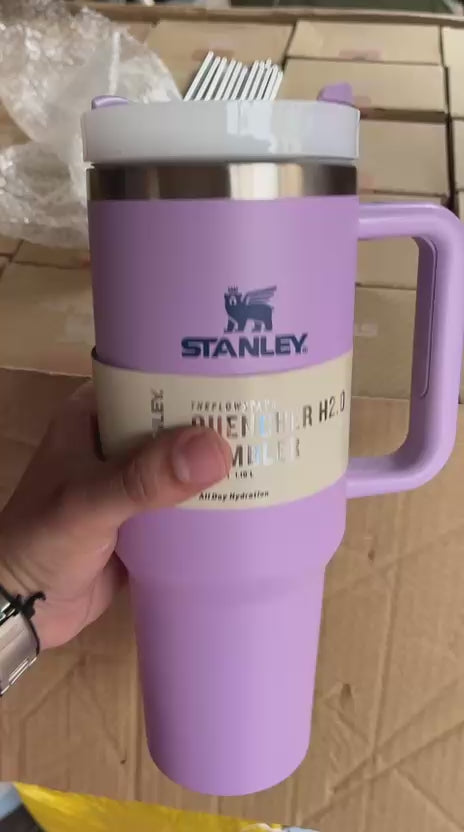 Stanley-Style Premium Quencher Tumbler 40oz (1200ml) | Double-Wall Stainless Steel | Leak-Proof & Temperature Lock | Viral Hydration Cup 2025