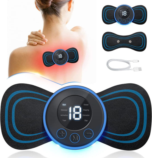 Wireless Butterfly Body Massager – Portable EMS Pain Relief Machine for Neck, Shoulder & Back (8 Modes, 19 Levels)
