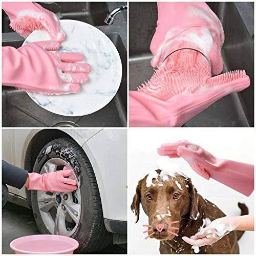 Magic Silicone Dishwashing Gloves | Multi-Purpose Cleaning & Pet Grooming Gloves
