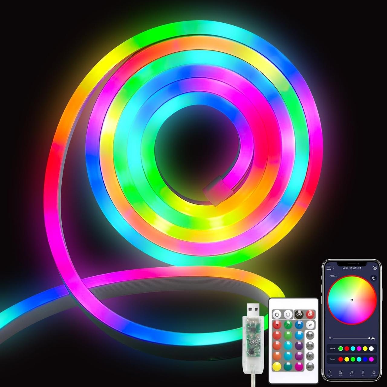 Neon LED Strip Light with App & Remote Control – 5 Meter